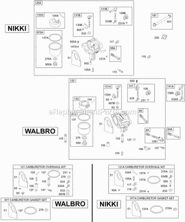 Carburetor Gaskets Set Fuel Line Diagram and Parts List for 28R707-0140-01  Briggs and Stratton Engine